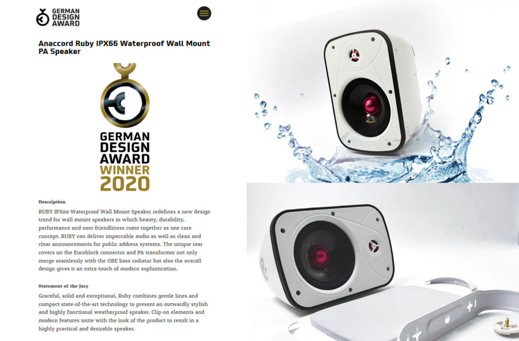 EPDA歐洲產品設計獎 德國設計獎 IPX66防水喇叭 重低音喇叭